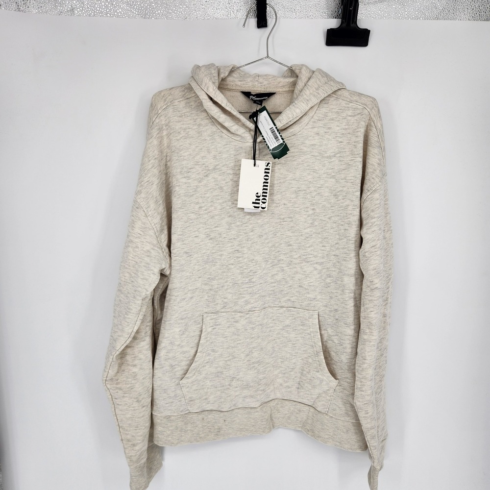 The Commons Mens Favorite Fleece Relaxed Fit Crop Hoodie Light Grey L NEW